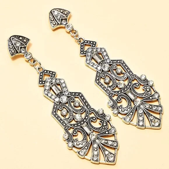 Women 1920s Flapper Set with Headband Beaded Necklaces Earrings Gloves for Vinta - Picture 5 of 7